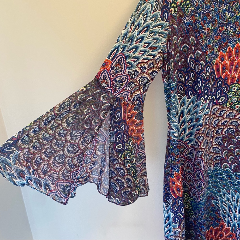 Colorful Mod Dress with Bell Sleeves - Picture 2 of 5